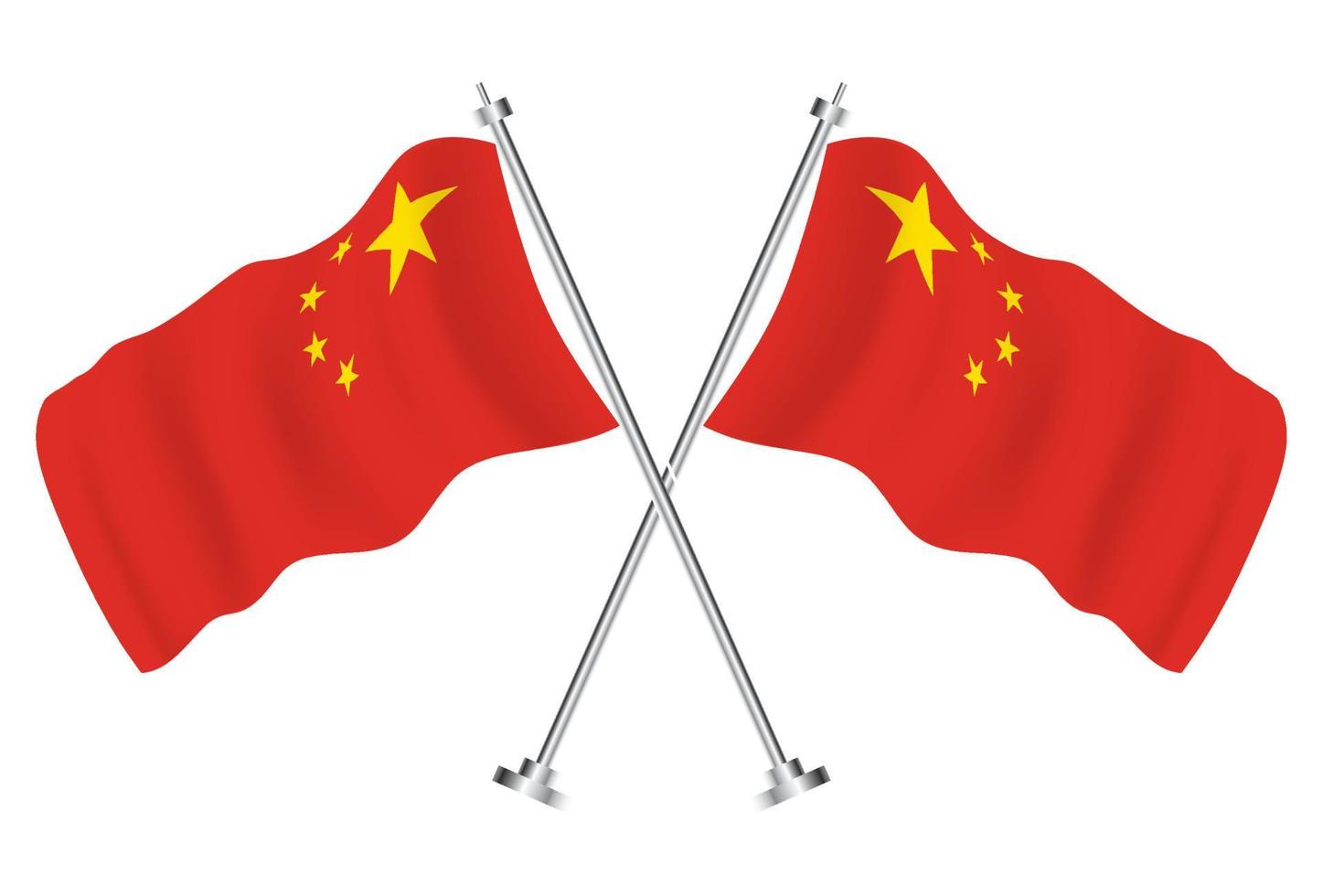 gekreuzte Flaggen von China. isolierte wellenflaggen des china-landes. vektor