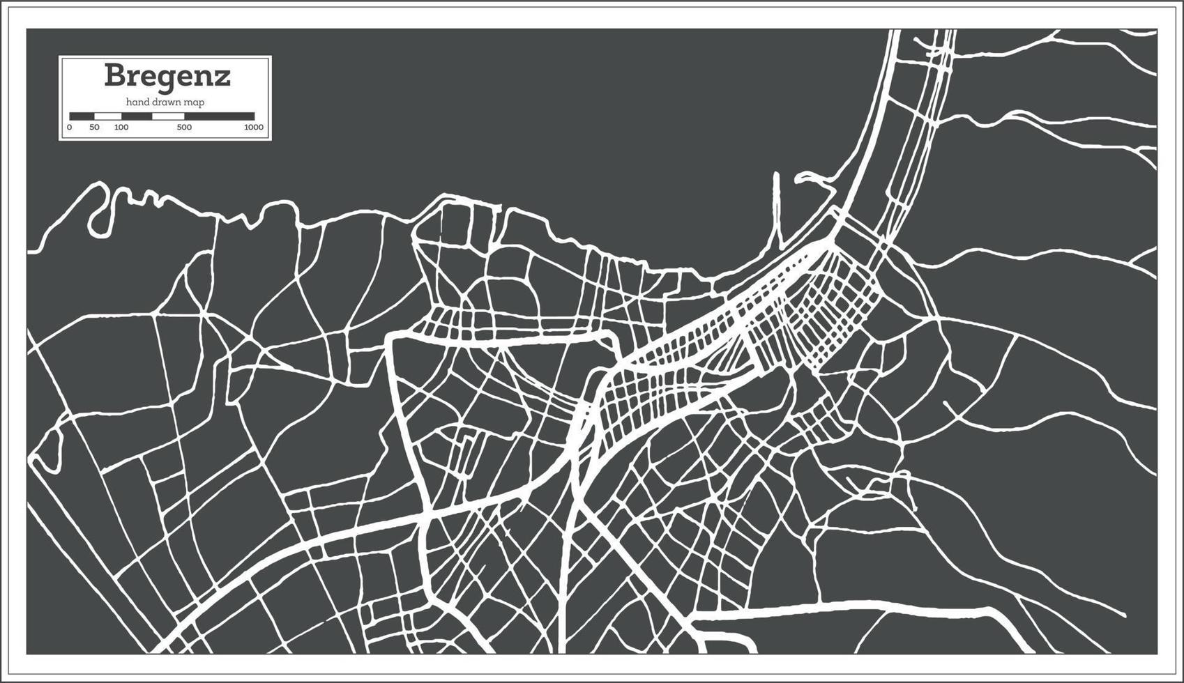 Bregenz Österreich Stadtplan im Retro-Stil. Übersichtskarte. vektor