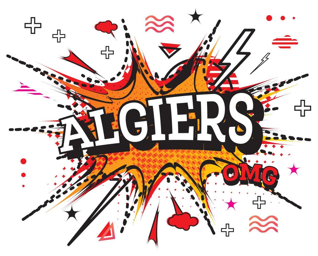 Algier Comic-Text im Pop-Art-Stil isoliert auf weißem Hintergrund. vektor
