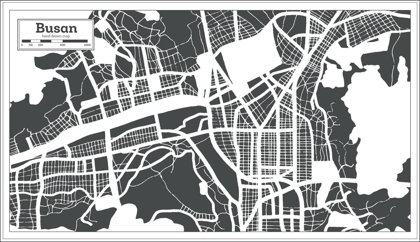 busan südkorea stadtplan im retro-stil. Übersichtskarte. vektor