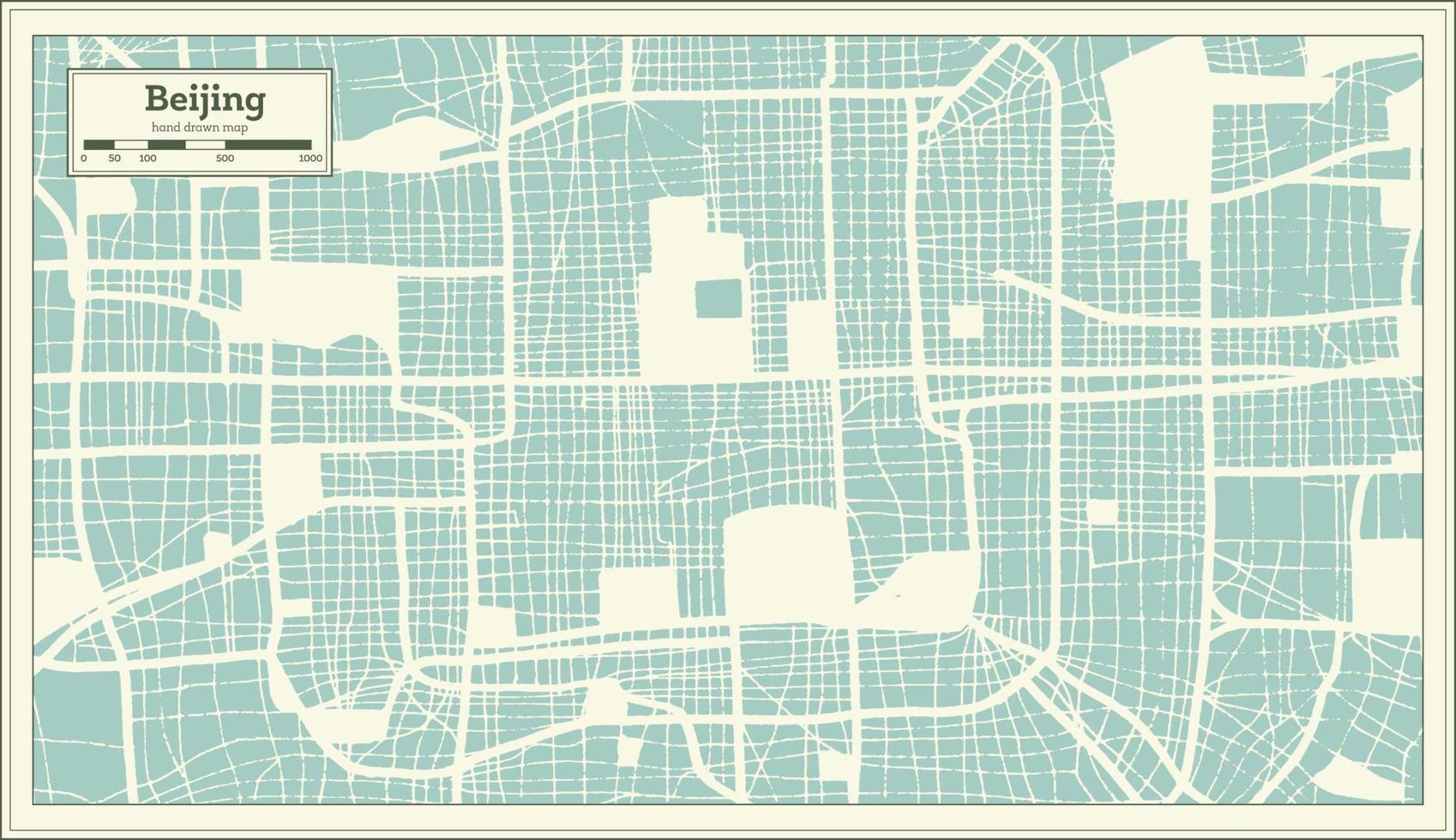 peking china stadtplan im retro-stil. Übersichtskarte. vektor