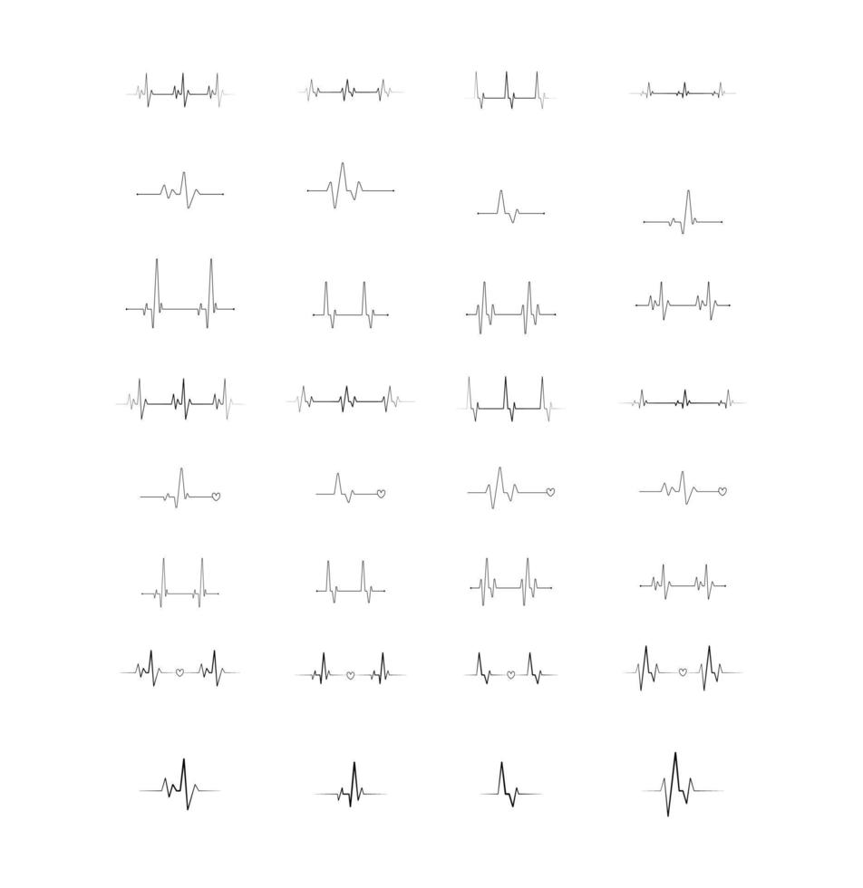 EKG-Linie Design-Element-Vektor-Set vektor