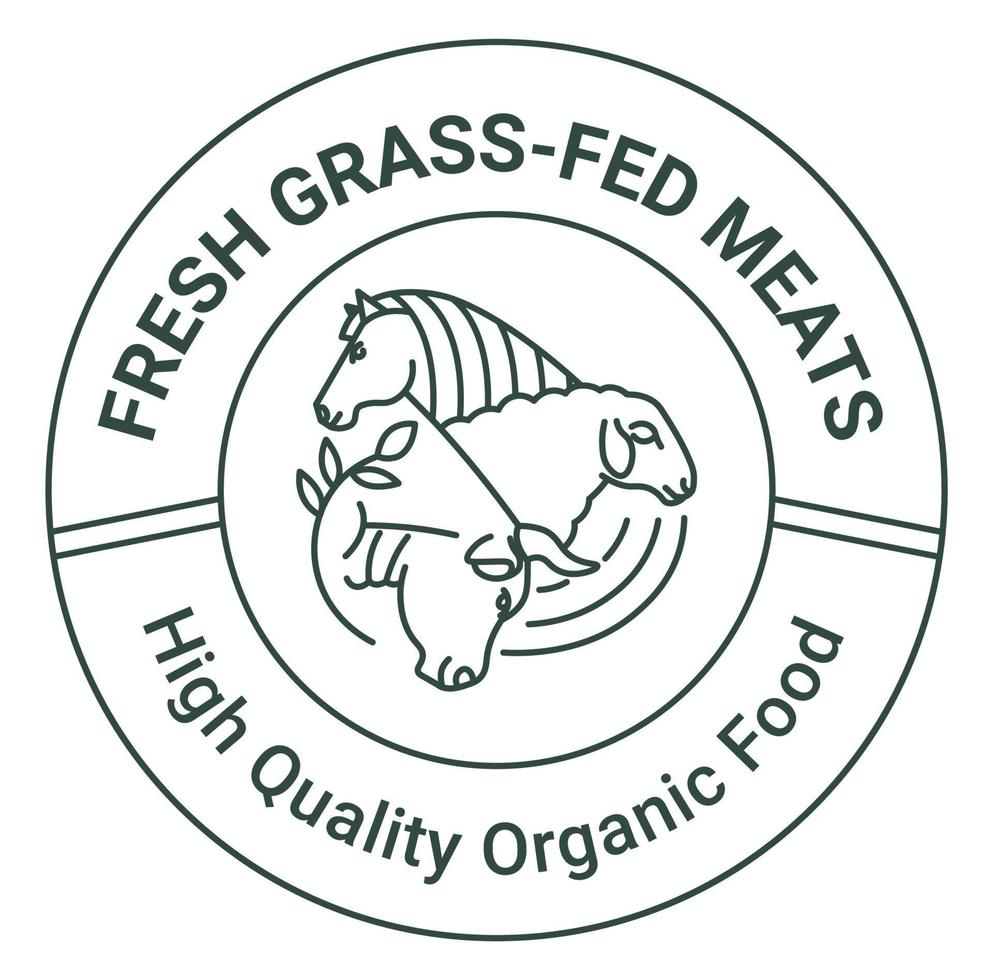 frisches, mit Gras gefüttertes Fleisch, hochwertiger Bio-Vektor vektor