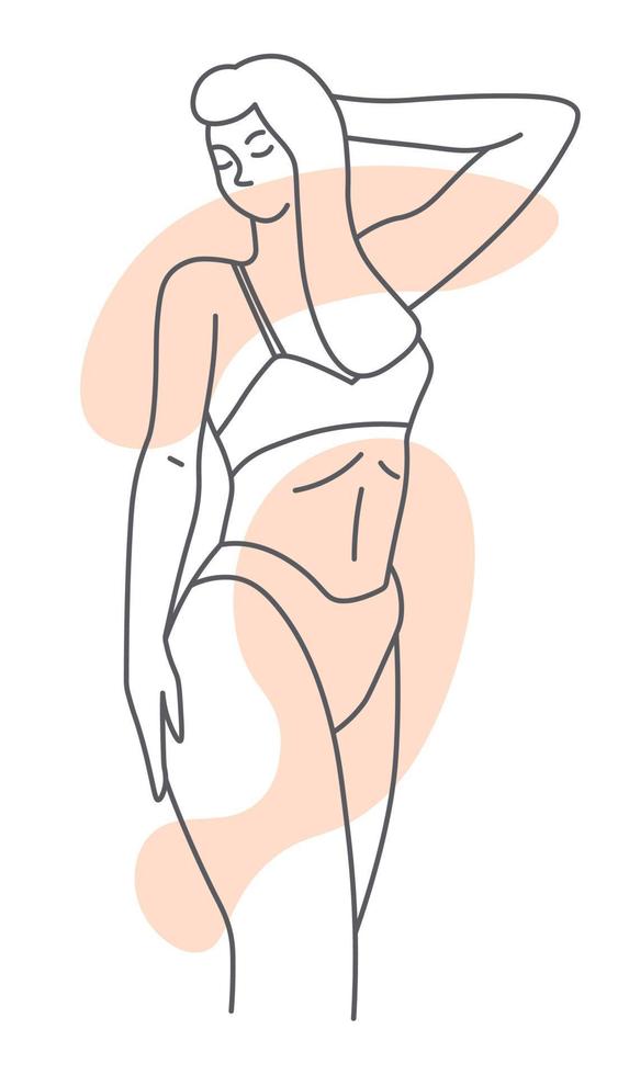 Körper der sensiblen weiblichen Figur, Skizzenvektor vektor