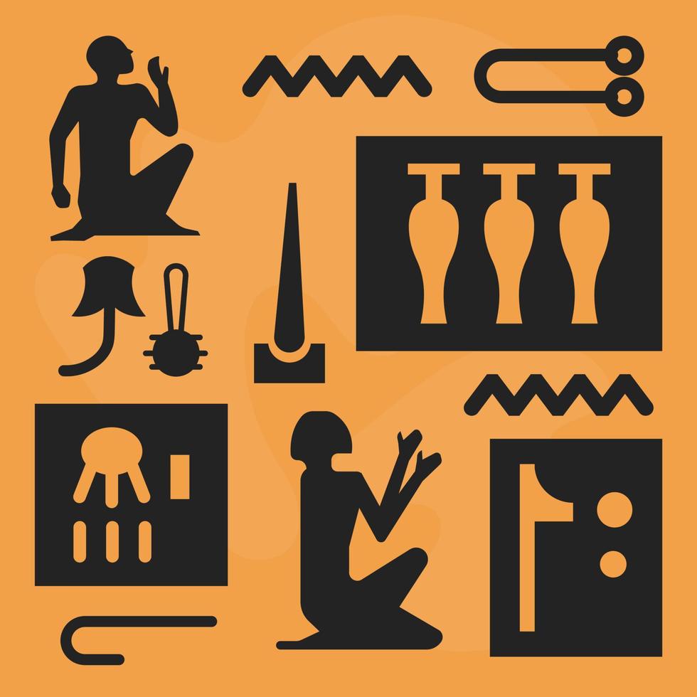 ägyptische symbole und zeichen, alte hieroglyphen vektor