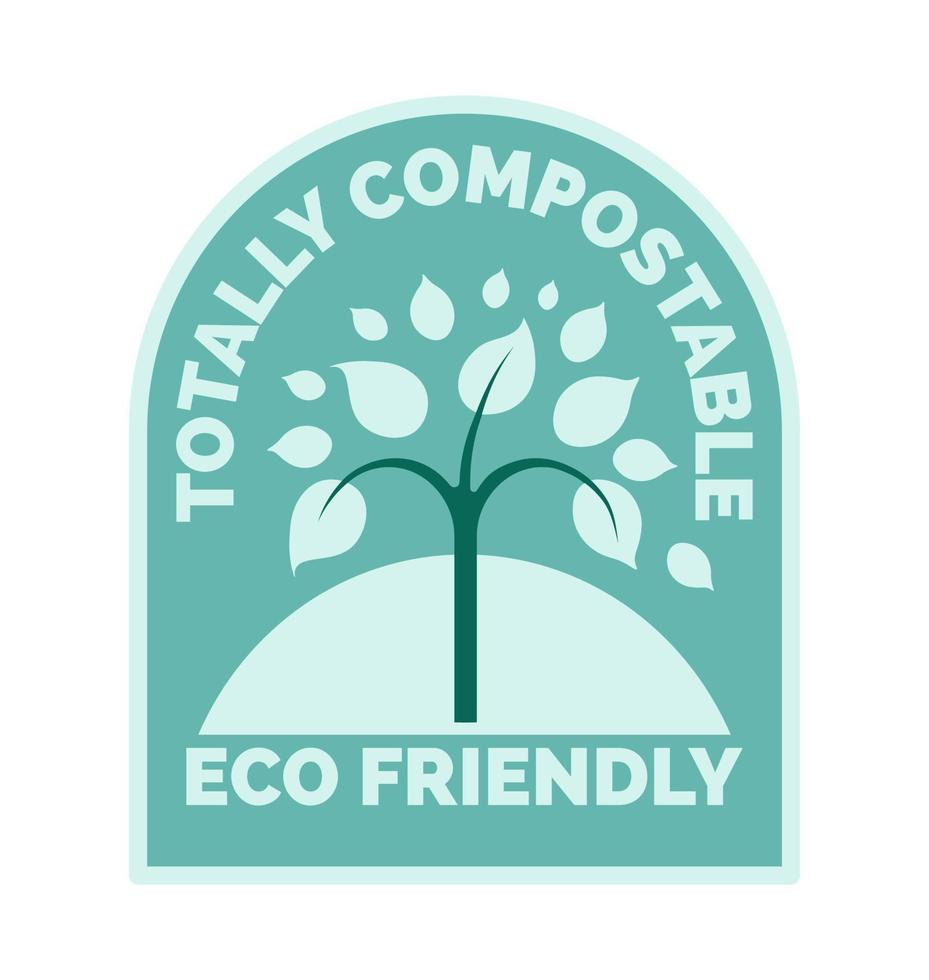 totalt komposterbar eco vänlig produkt, märka vektor