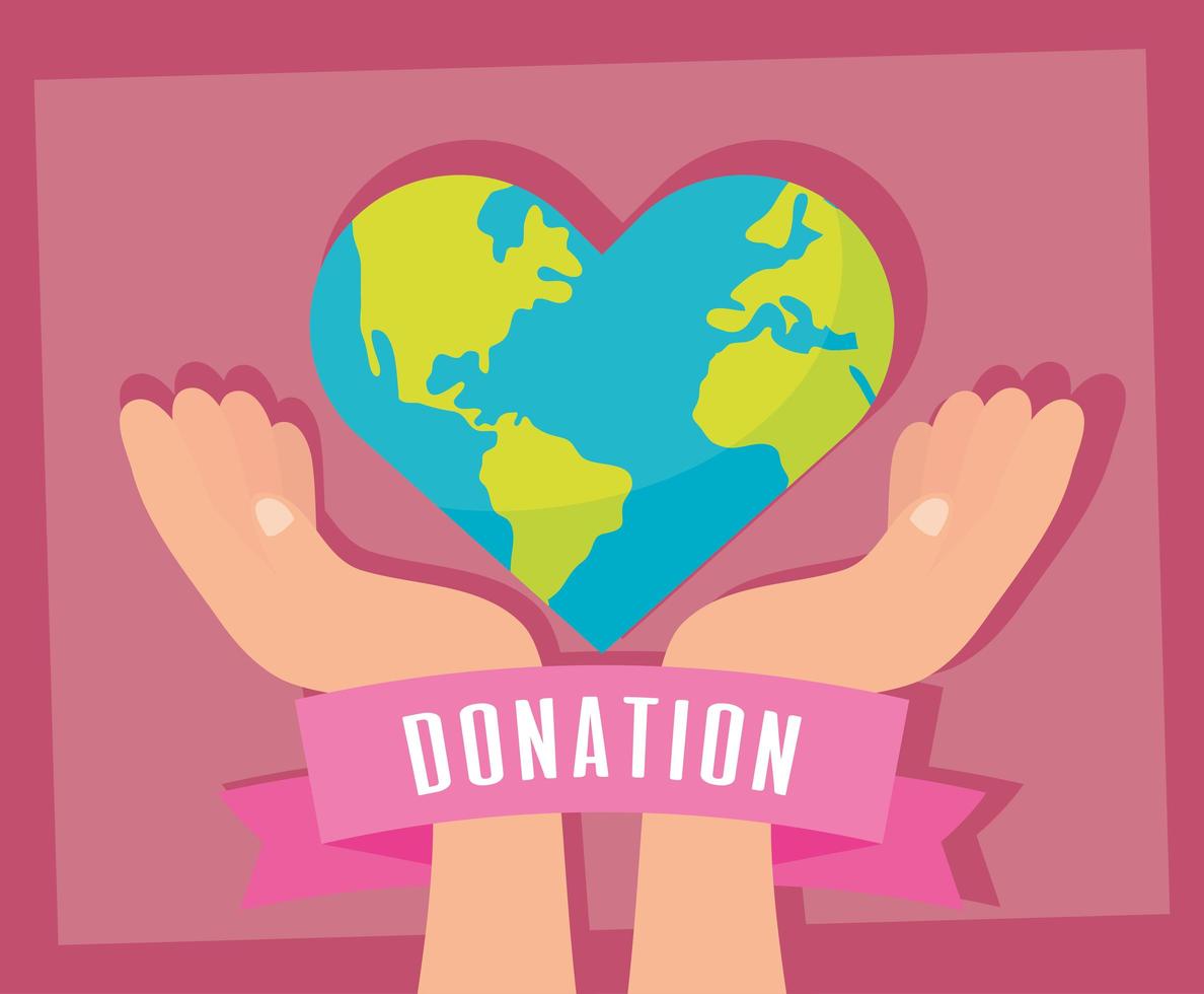 välgörenhets- och donationsbanner med hjärtformad planet vektor