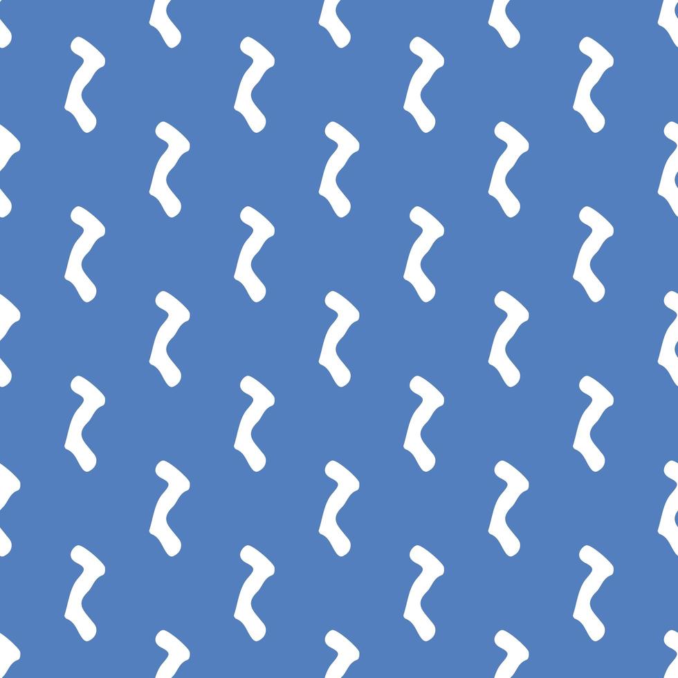 Hand gezeichnete weiße abstrakte Form auf blauem Muster vektor