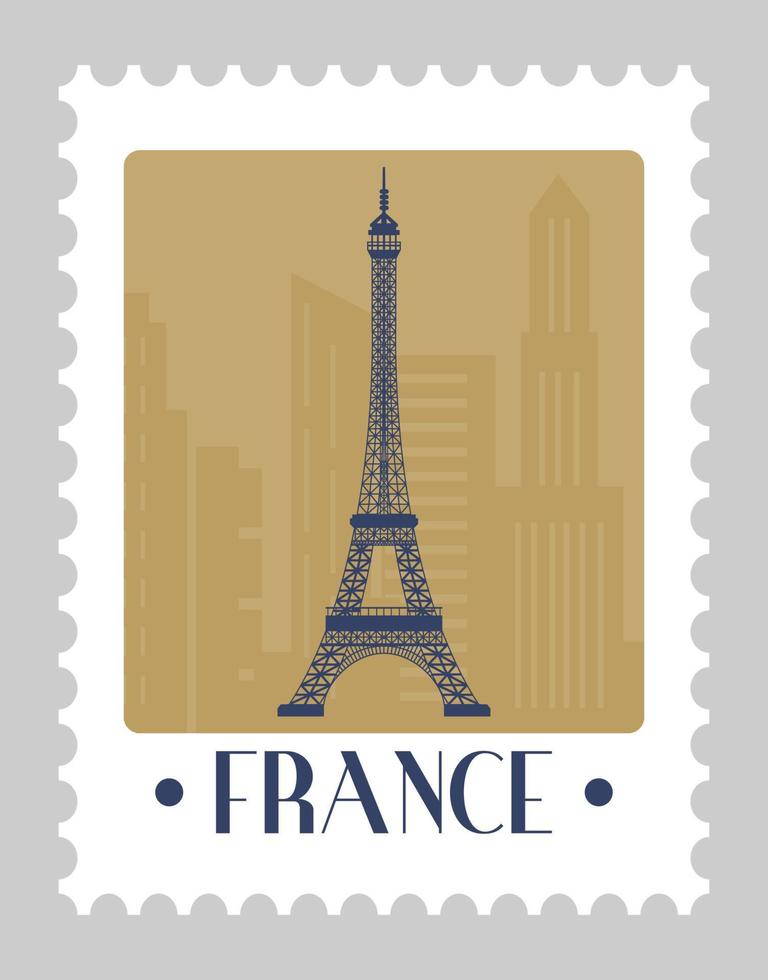 eiffel torn i Frankrike, vykort eller poststämplar vektor