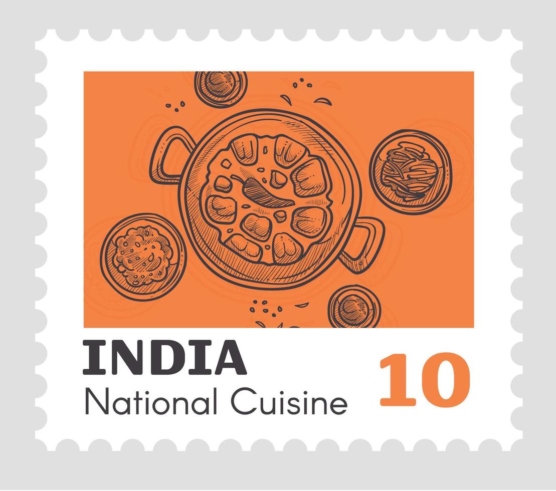 nationale Küche Indiens, Gerichte und leckeres Essen vektor