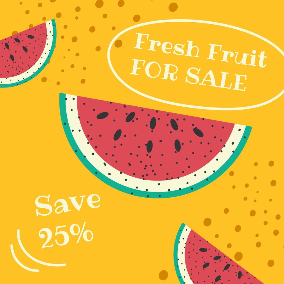 frisches Obst zum Verkauf, sparen Sie fünfundzwanzig Prozent vektor