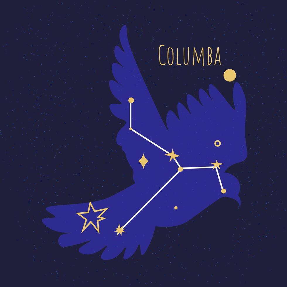 konstellation av columba, stjärna bildning av fågel vektor
