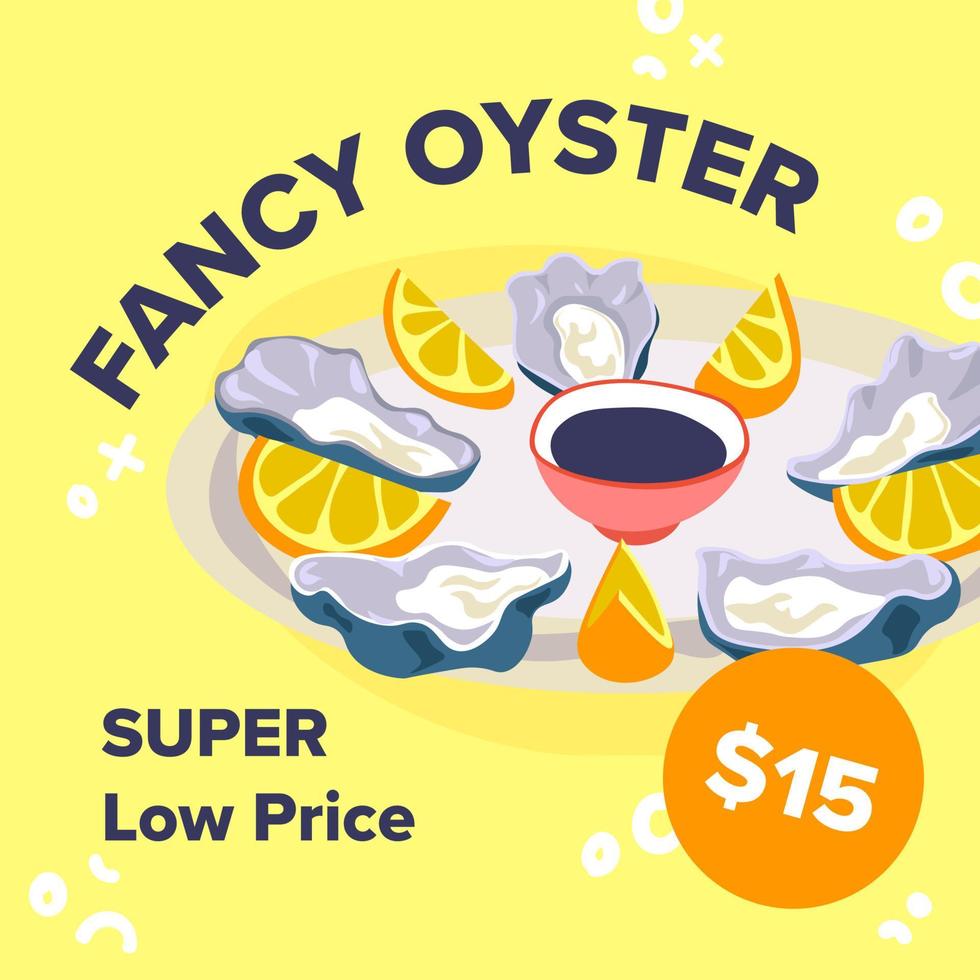 fint ostron super låg pris för skaldjur maträtter vektor