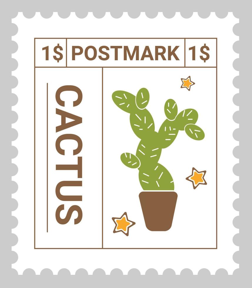 poststämpel eller vykort med kaktus växt vektor
