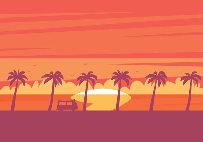 Strand Sunset Illustration vektor