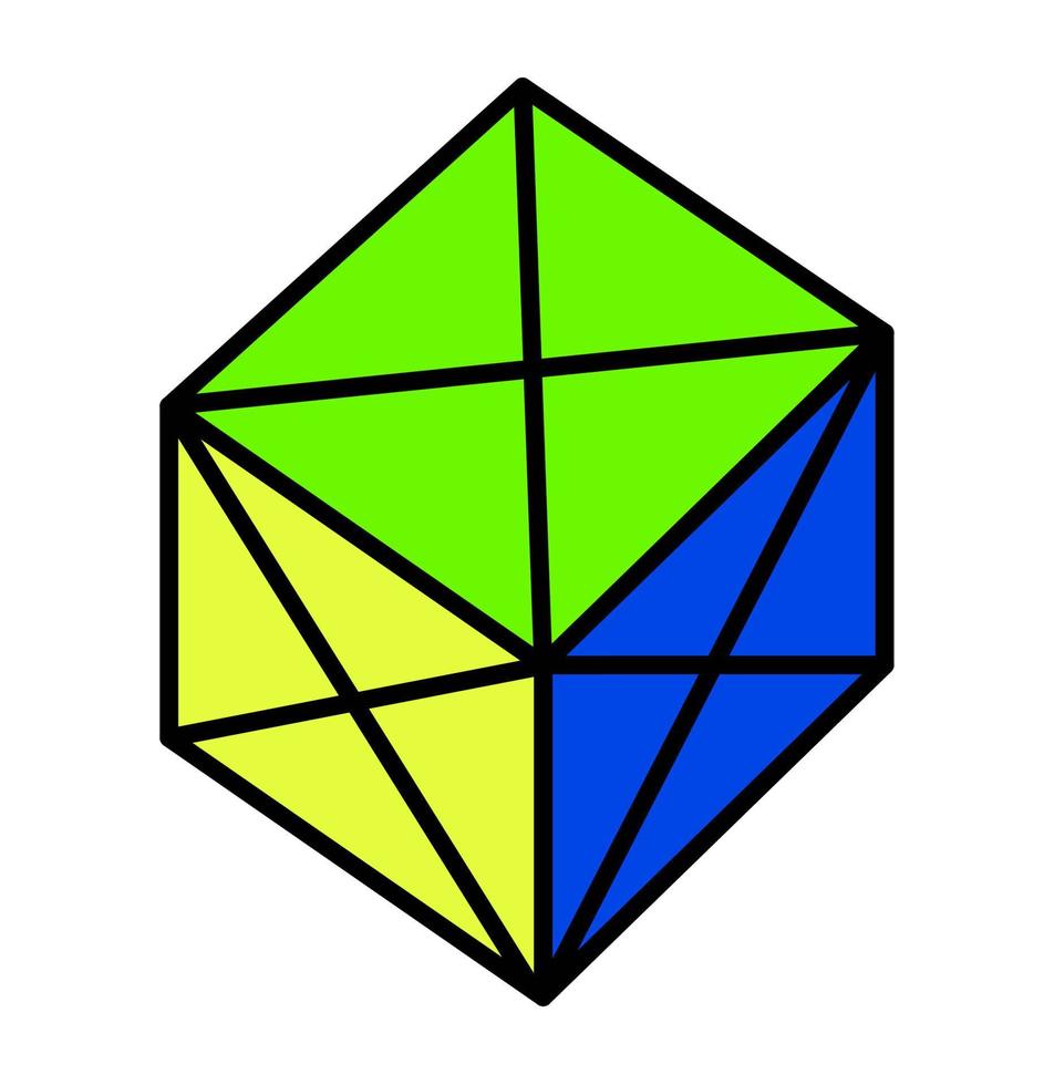 geometrische Form des Würfels mit gekreuzten Linien Vektor