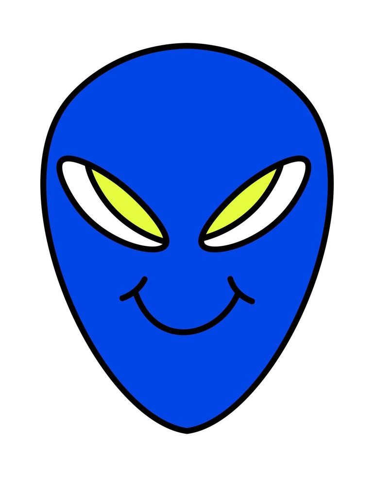 Alien mit blauem Gesicht, Aufkleber oder Emoticon-Vektor vektor