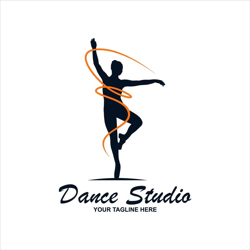 ballet dance studio logo template element symbol mit luxuriöser verlaufsfarbe vektor