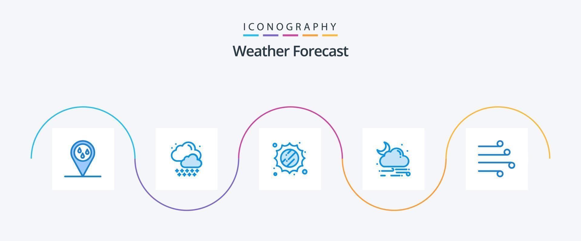 Wetterblau 5 Icon Pack inklusive Wind. Klima. Wetter. Schlag. Wetter vektor