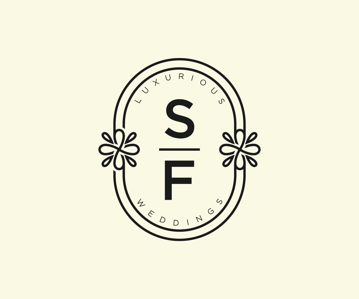 sf initialer brev bröllop monogram logotyper mall, hand dragen modern minimalistisk och blommig mallar för inbjudan kort, spara de datum, elegant identitet. vektor