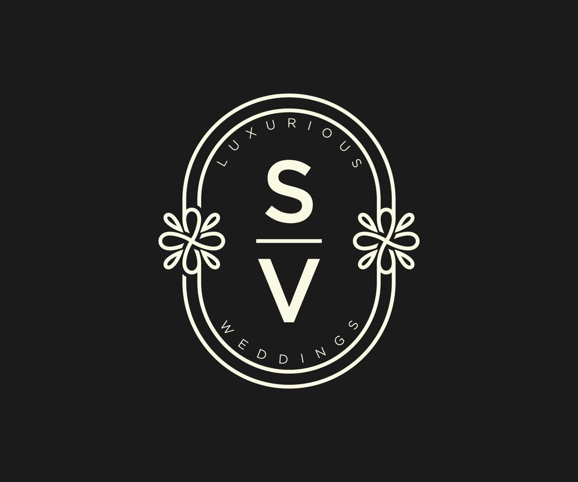 sv Initialen Brief Hochzeit Monogramm Logos Vorlage, handgezeichnete moderne minimalistische und florale Vorlagen für Einladungskarten, Datum speichern, elegante Identität. vektor