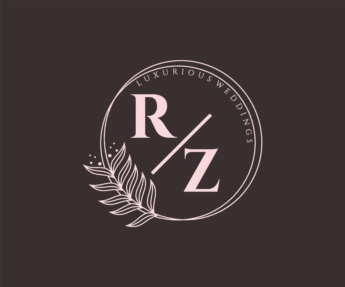 rz Initialen Brief Hochzeit Monogramm Logos Vorlage, handgezeichnete moderne minimalistische und florale Vorlagen für Einladungskarten, Datum speichern, elegante Identität. vektor