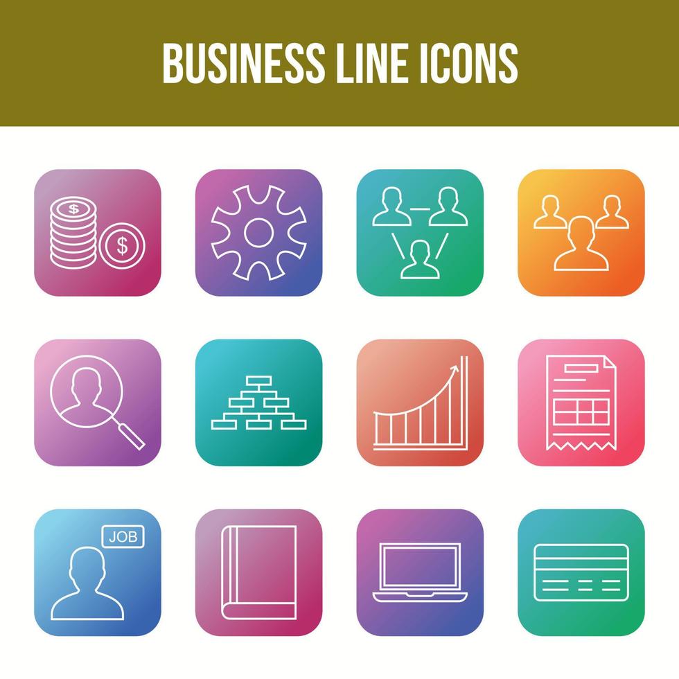 einzigartige Business-Line-Icon-Set vektor