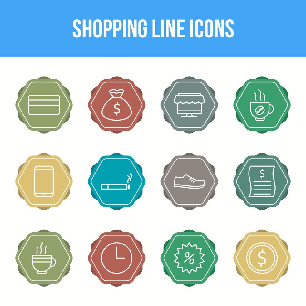 einzigartige Shopping-Linie-Icon-Set vektor