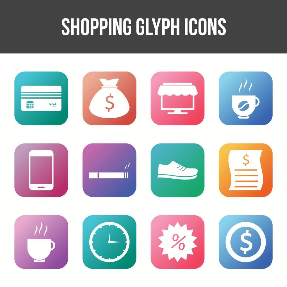 einzigartiges Shopping-Glyphen-Icon-Set vektor
