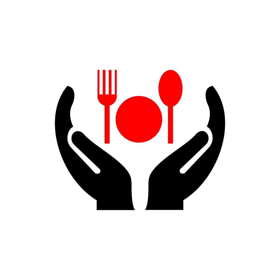 Hand-Restaurant-Logo-Design. Restaurantlogo mit Handkonzeptvektor. Hand- und Restaurant-Logo-Design vektor