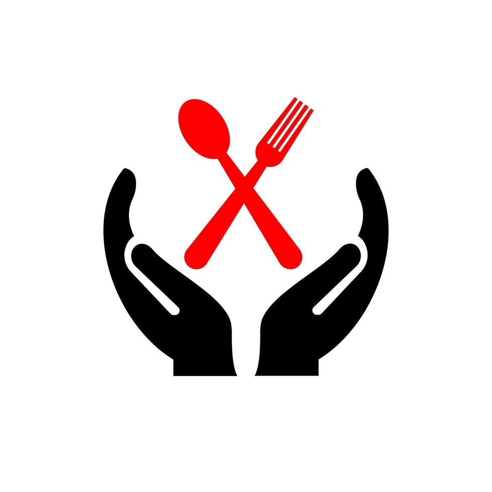 Hand-Restaurant-Logo-Design. Restaurantlogo mit Handkonzeptvektor. Hand- und Restaurant-Logo-Design vektor