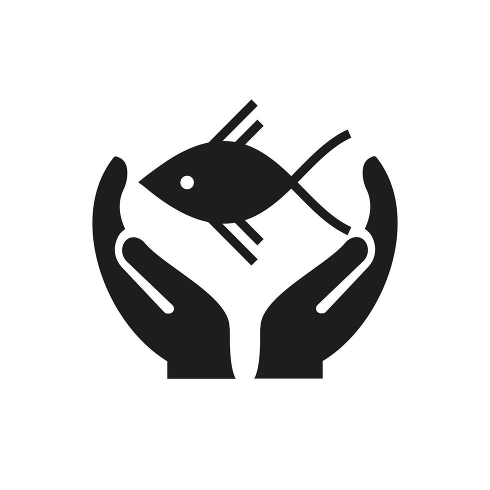 hand fisk logotyp design. fisk logotyp med hand begrepp vektor. hand och fisk logotyp design vektor