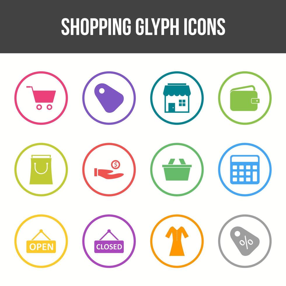 einzigartiges Shopping-Glyphen-Icon-Set vektor