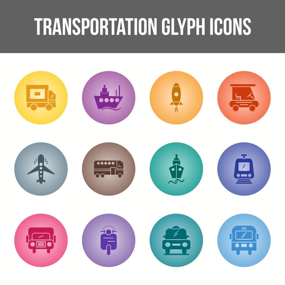 einzigartiges Transport-Glyphen-Icon-Set vektor