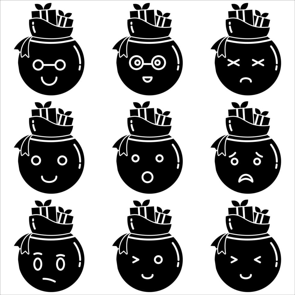 Emoji-Sack-Icon-Set Glyph-Stil Teil eins vektor