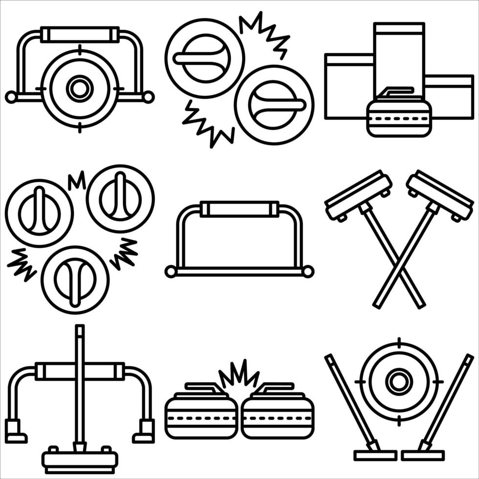Eisstockschießen Symbolsatz Gliederungsstil Teil eins vektor