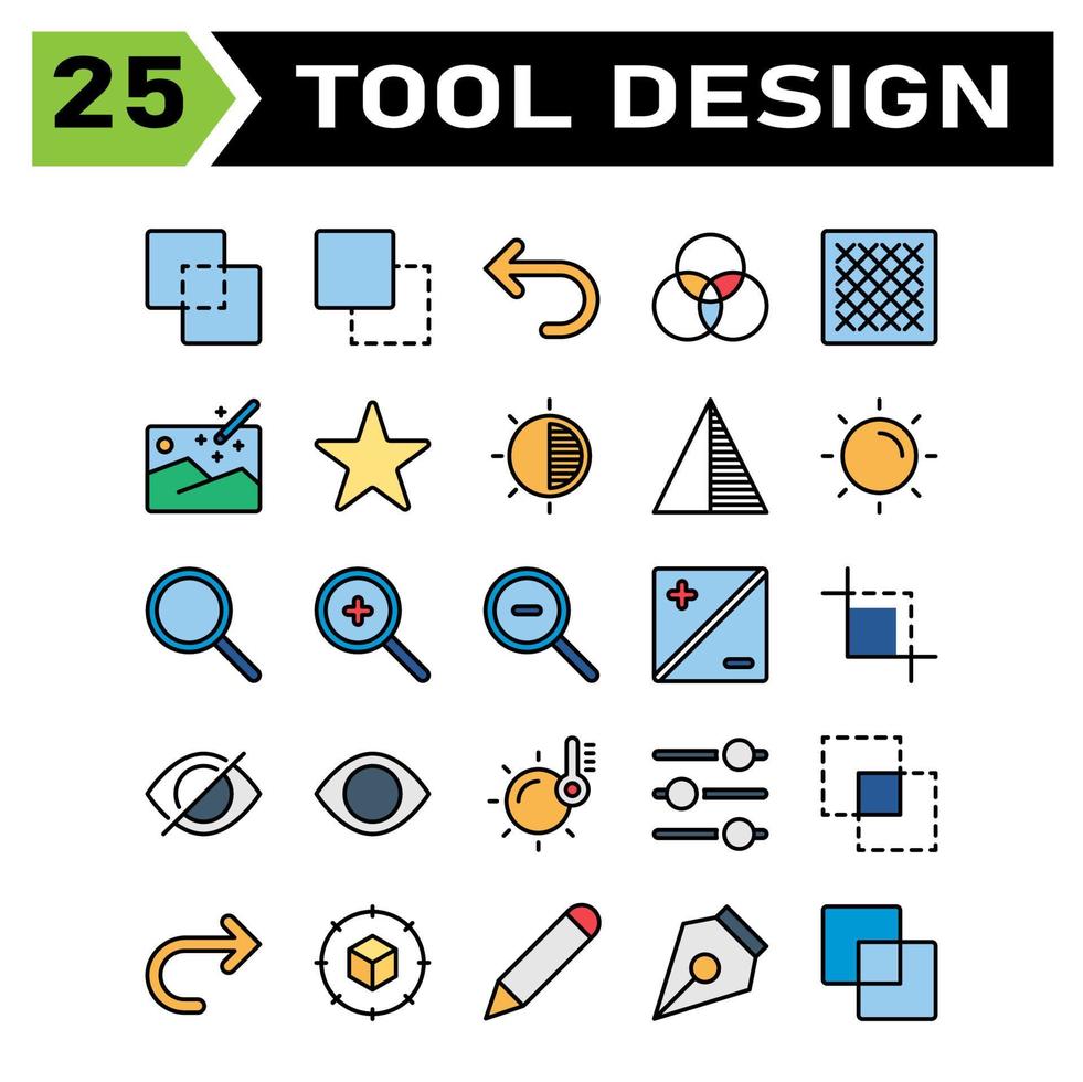 internet av saker ikon uppsättning inkludera kombinera, förena, redigera, design, verktyg, utesluta, ångra, Färg, lutning, sammansättning, redigering, textur, bild, bild, magi, förbättra, stjärna, favorit, Betygsätta, kontrast vektor