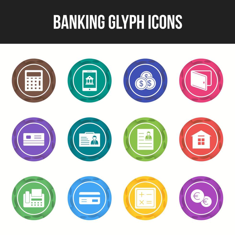 unik bank glyf ikon uppsättning vektor