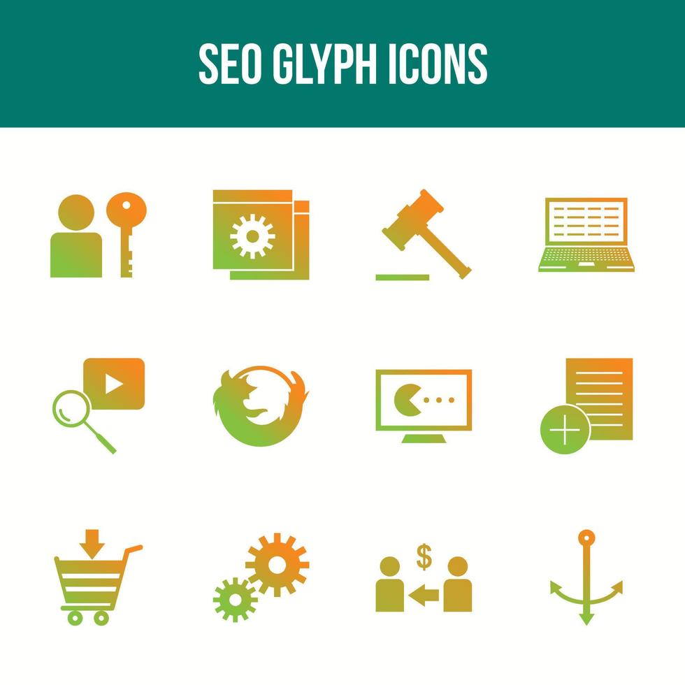 einzigartiges SEO-Glyphen-Icon-Set vektor