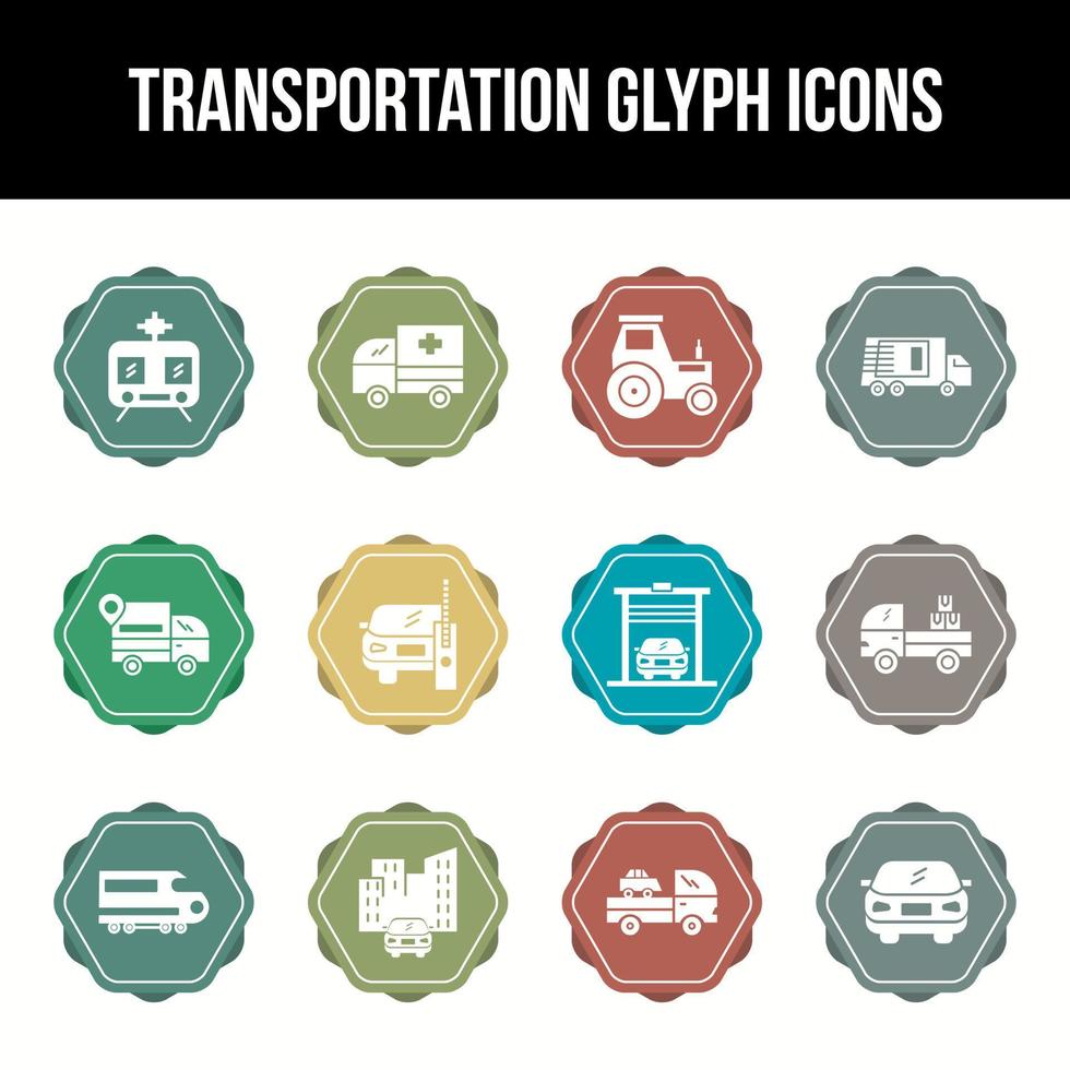 einzigartiges Transport-Glyphen-Icon-Set vektor