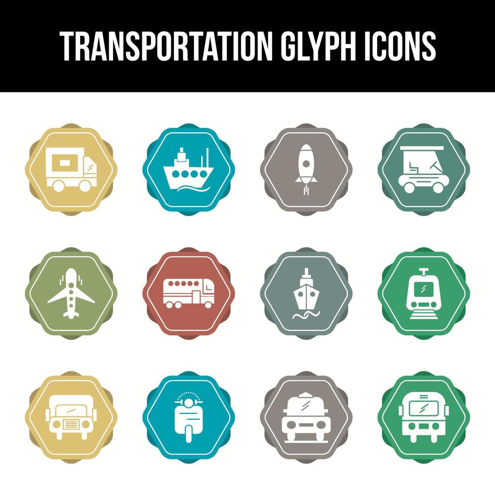 einzigartiges Transport-Glyphen-Icon-Set vektor