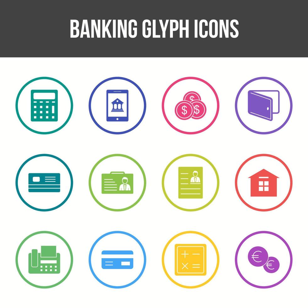 einzigartiges Banking-Glyphen-Icon-Set vektor