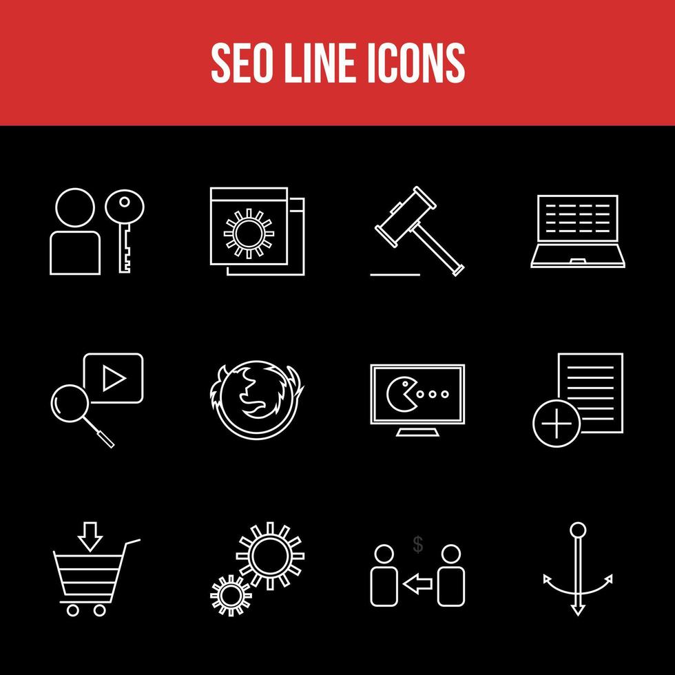 einzigartiges SEO-Linien-Icon-Set vektor