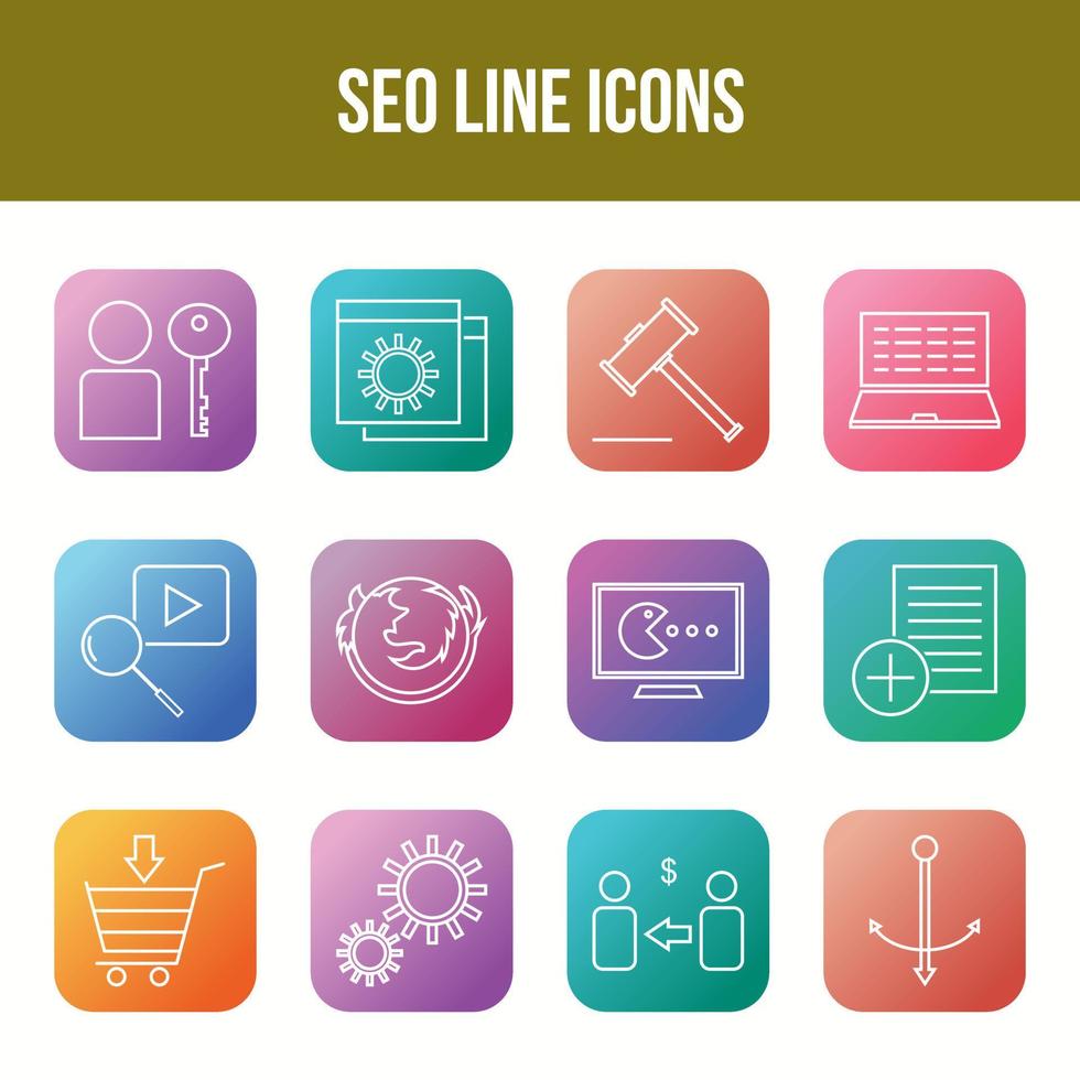 einzigartiges SEO-Linien-Icon-Set vektor