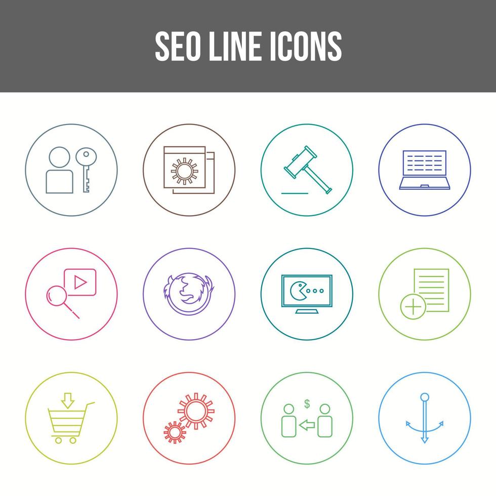 einzigartiges SEO-Linien-Icon-Set vektor