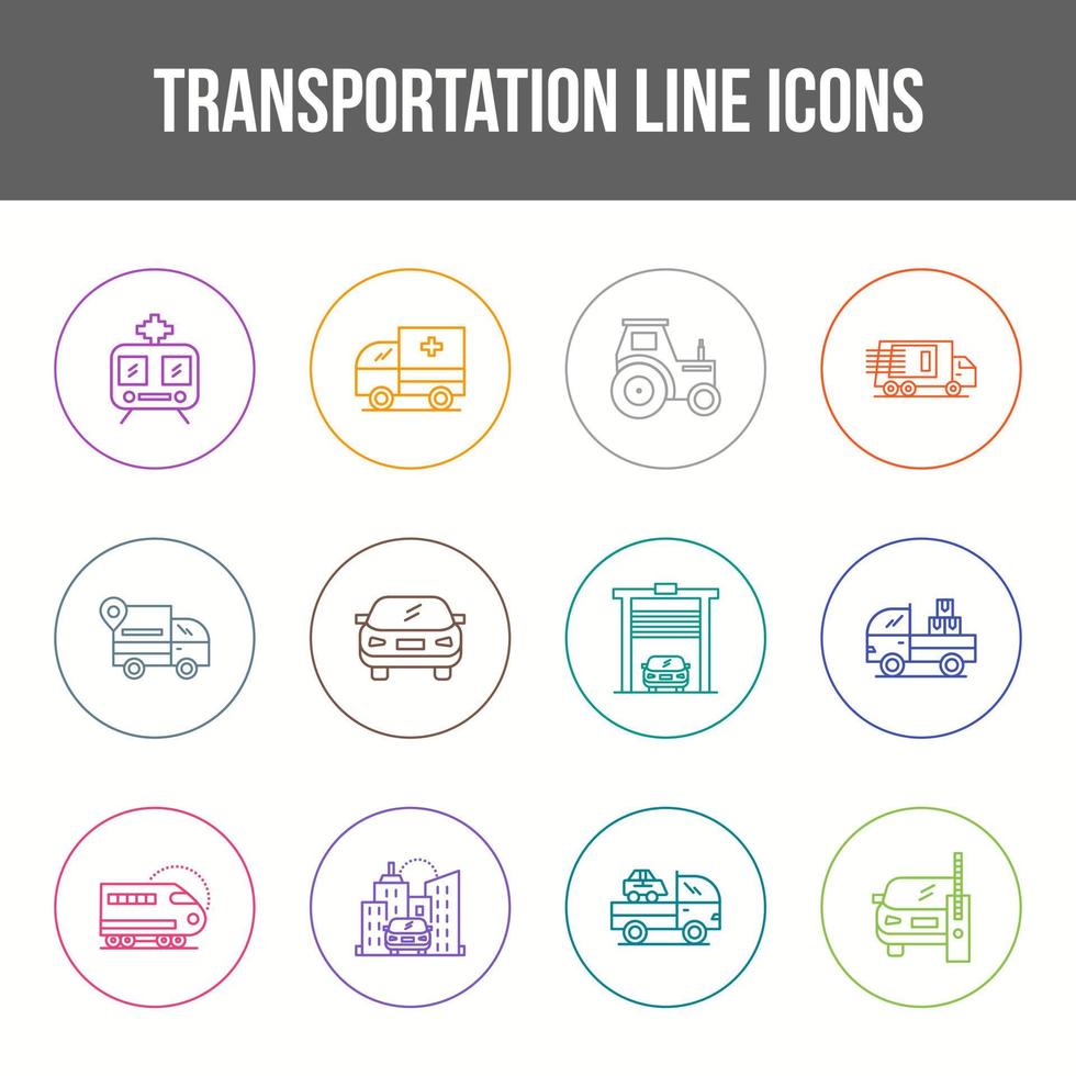 einzigartige Transportlinie Icon-Set vektor