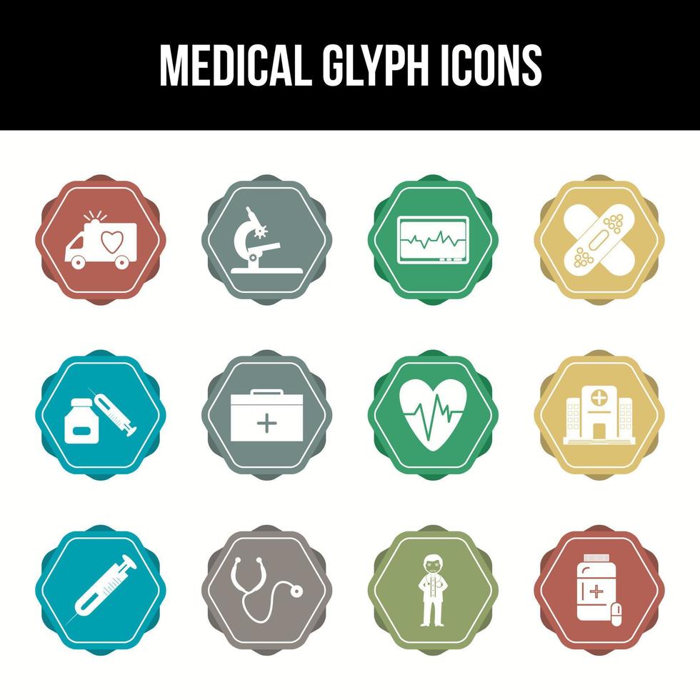 einzigartiges medizinisches Glyphen-Icon-Set vektor