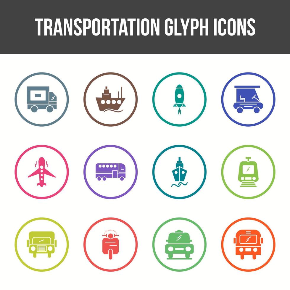 einzigartiges Transport-Glyphen-Icon-Set vektor