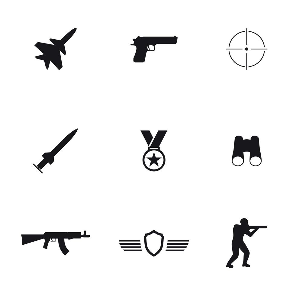uppsättning av isolerat ikoner på en tema krig vektor