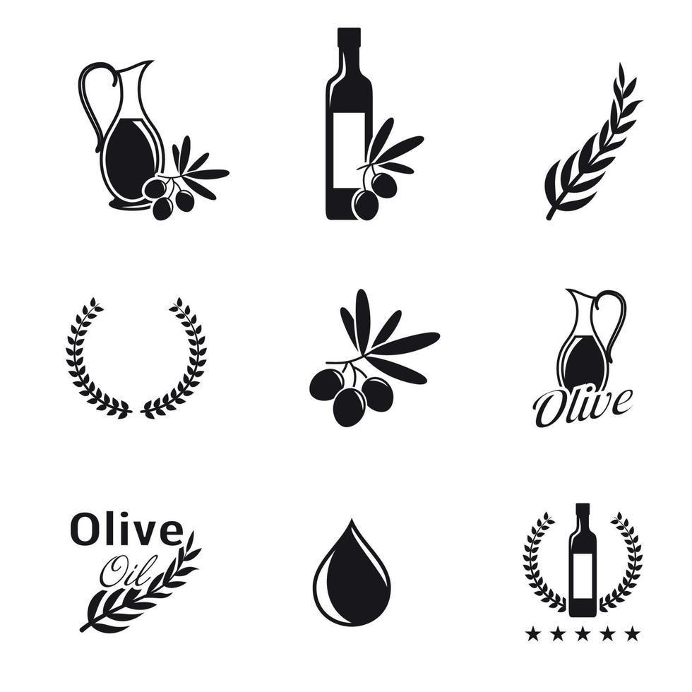Reihe von isolierten Symbolen Aufkleber zu einem Thema Olivenöl auf weißem Hintergrund vektor